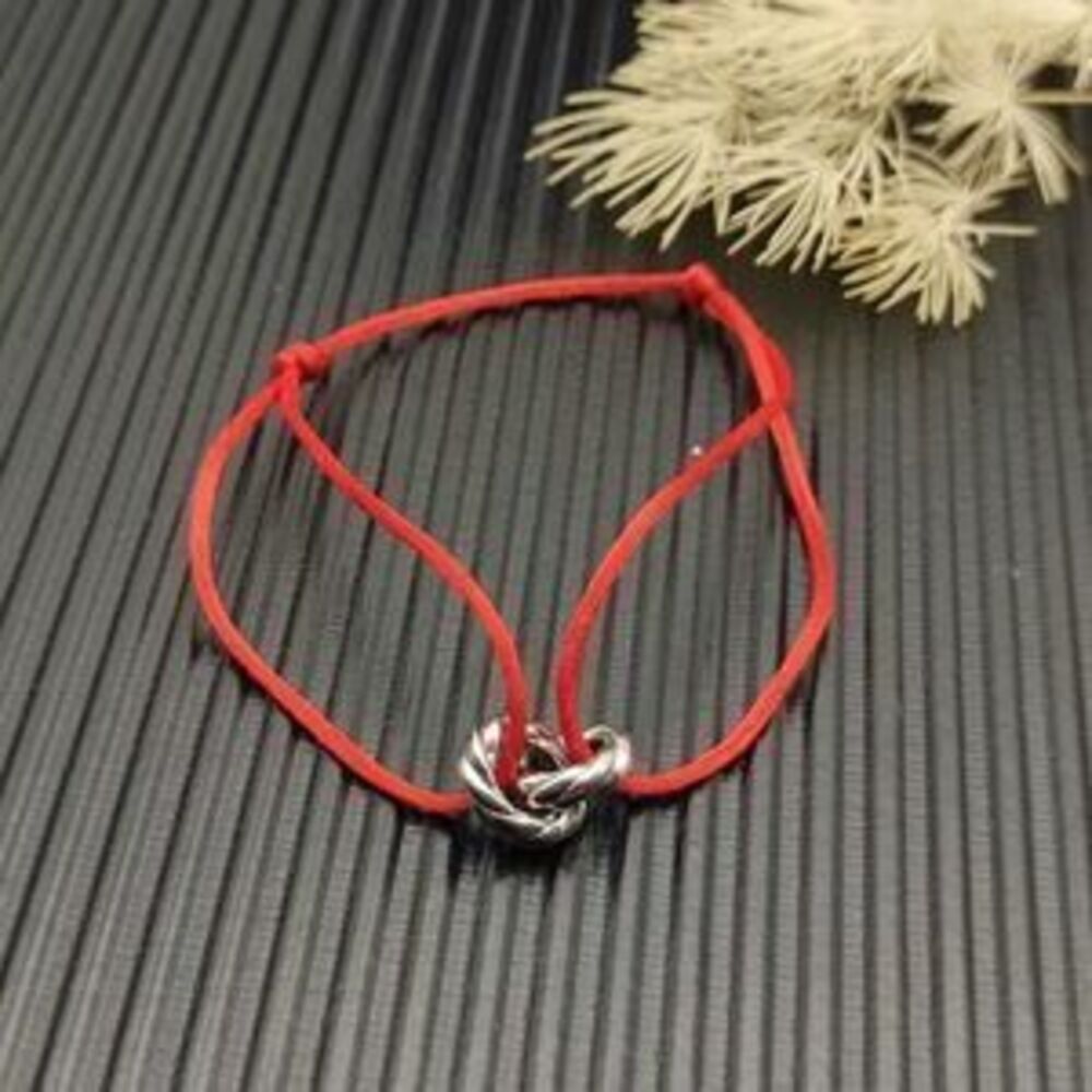 David Yurman Red Double-Ring Silver Nylon Rope Bracelet - Picture 5 of 5